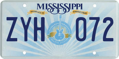 MS license plate ZYH072
