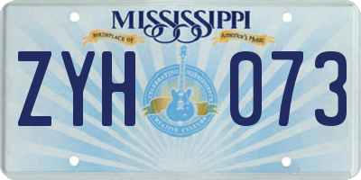 MS license plate ZYH073