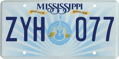 MS license plate ZYH077