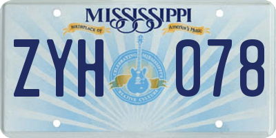MS license plate ZYH078