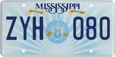MS license plate ZYH080