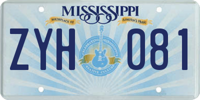 MS license plate ZYH081