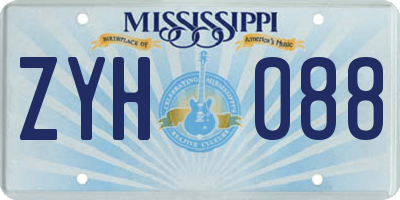 MS license plate ZYH088