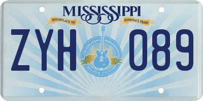 MS license plate ZYH089