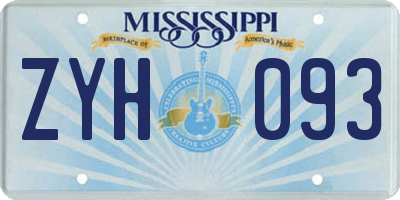 MS license plate ZYH093
