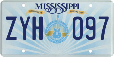 MS license plate ZYH097