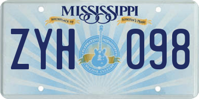 MS license plate ZYH098