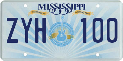 MS license plate ZYH100
