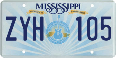 MS license plate ZYH105