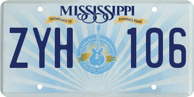 MS license plate ZYH106