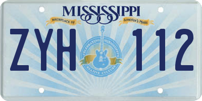 MS license plate ZYH112
