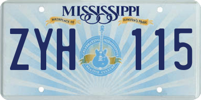 MS license plate ZYH115