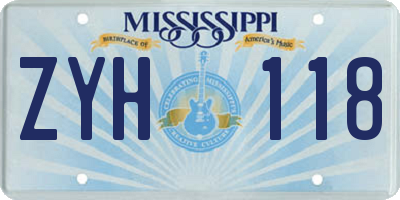 MS license plate ZYH118