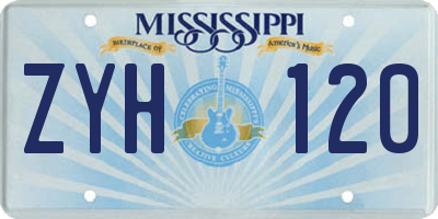 MS license plate ZYH120