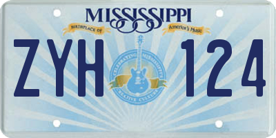 MS license plate ZYH124