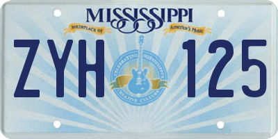 MS license plate ZYH125