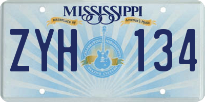 MS license plate ZYH134