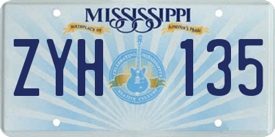 MS license plate ZYH135