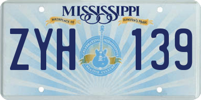 MS license plate ZYH139