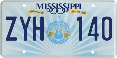 MS license plate ZYH140