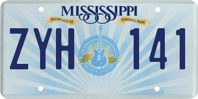 MS license plate ZYH141