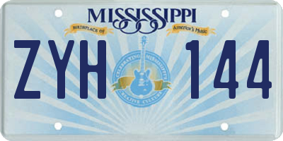 MS license plate ZYH144