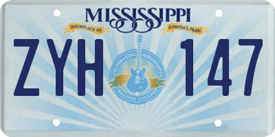 MS license plate ZYH147