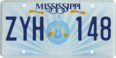 MS license plate ZYH148