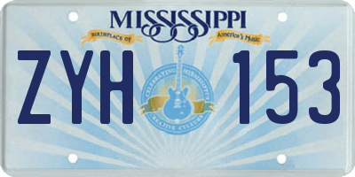MS license plate ZYH153