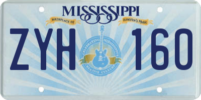 MS license plate ZYH160