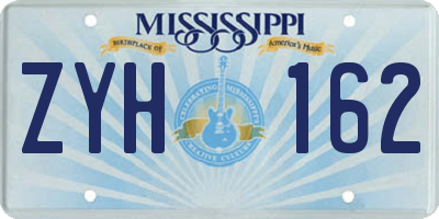 MS license plate ZYH162