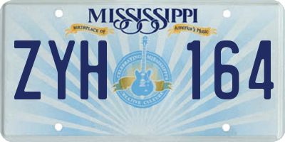 MS license plate ZYH164