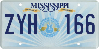 MS license plate ZYH166