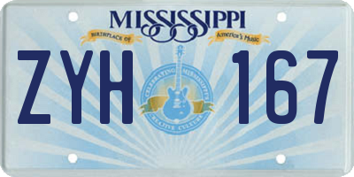 MS license plate ZYH167