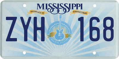 MS license plate ZYH168
