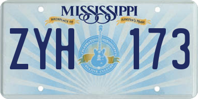 MS license plate ZYH173