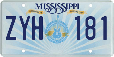 MS license plate ZYH181