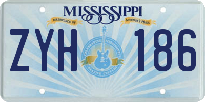 MS license plate ZYH186