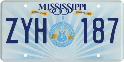 MS license plate ZYH187
