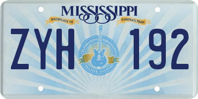 MS license plate ZYH192