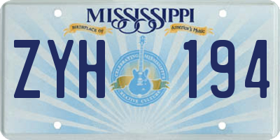 MS license plate ZYH194