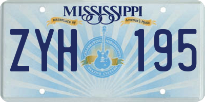 MS license plate ZYH195