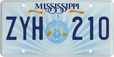 MS license plate ZYH210