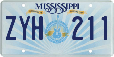 MS license plate ZYH211