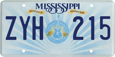 MS license plate ZYH215