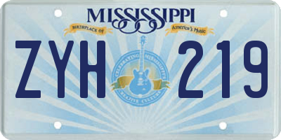 MS license plate ZYH219