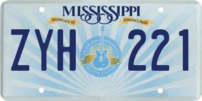 MS license plate ZYH221