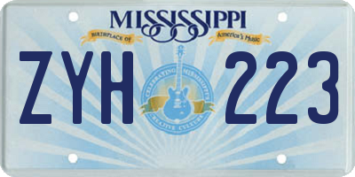 MS license plate ZYH223