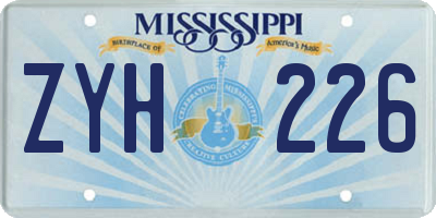 MS license plate ZYH226