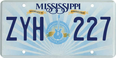MS license plate ZYH227